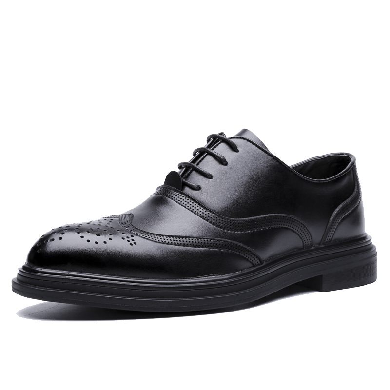 Herenschoenen Leer Gesneden Kledingschoenen Heren Trendy Casual Schoenen Ademende Brogue 4019