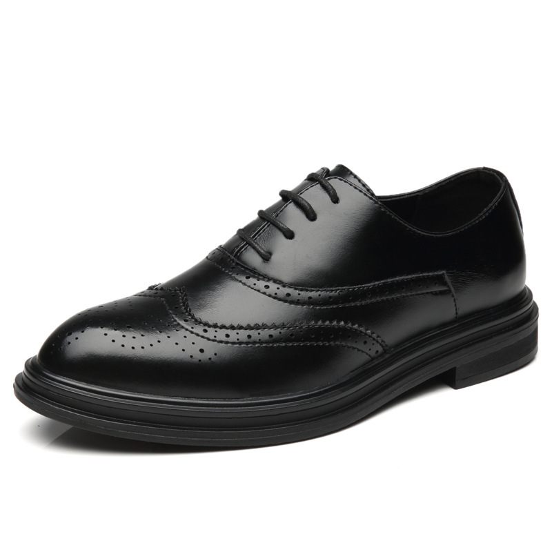 Herfst Heren Geklede Schoenen Spitse Neus Brogue Trend Jeugd Business Casual