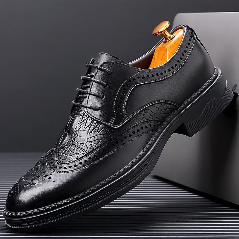 Kledingschoenen Brogue-schoenen Voor Heren Casual Trend Zakelijke Formele Kleding Gesneden Jeugdpak Trouwschoenen Krokodillenpatroon Herenschoenen