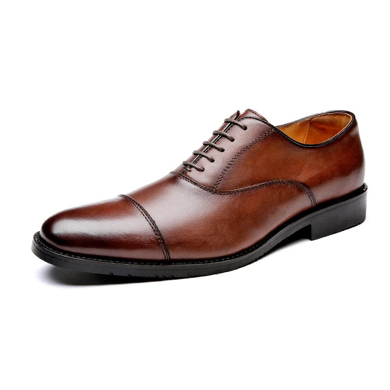 Koeienhuid Houten Root Business Formele Kleding Schoenen Mannen Echt Leer Oxford Puntige Herenschoenen Ademend