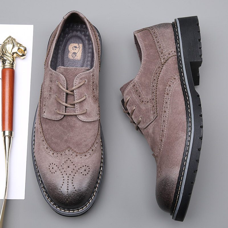 Lente En Herfst Brogue Schoenen Heren Lederen Zakelijke Geklede Retro Spitse Neus Trend