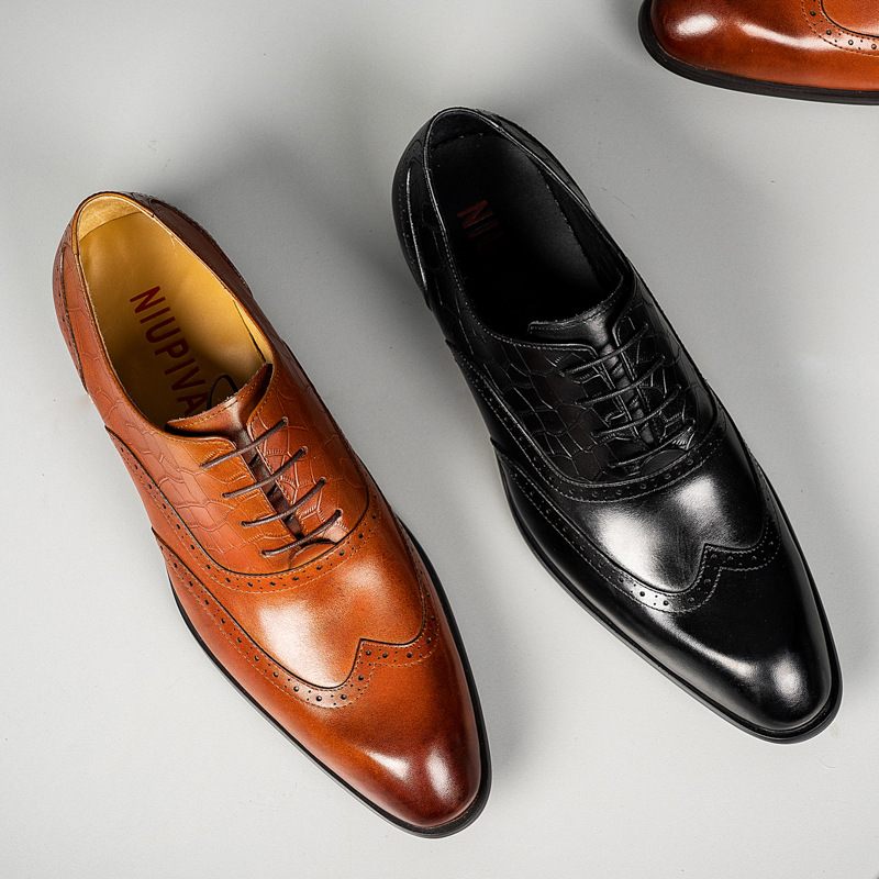 Leren Oxford-schoenen Voor Heren Brogue-schoenen Gesneden Herenschoenen Zakelijke Geklede Schoenen Professionele