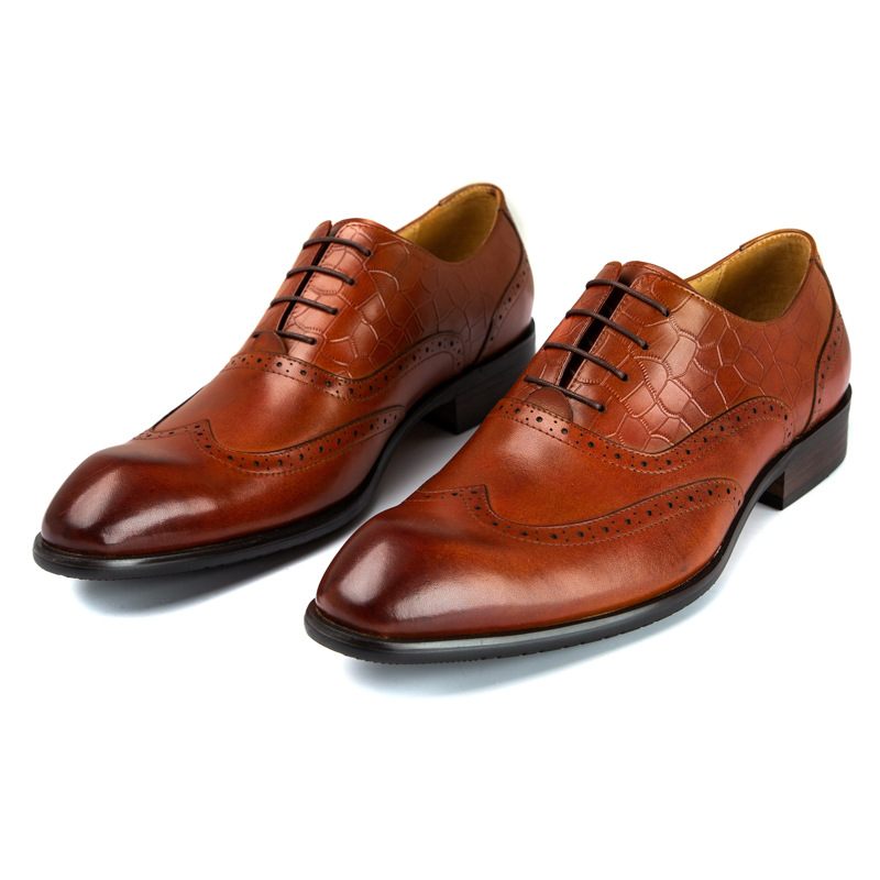 Leren Oxford-schoenen Voor Heren Brogue-schoenen Gesneden Herenschoenen Zakelijke Geklede Schoenen Professionele