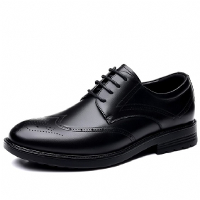 Mannen Herfst Business Casual Schoenen Brogue Gesneden Koeienhuid Formele Kleding Ronde Neus Lace-up Ademende Herenschoenen