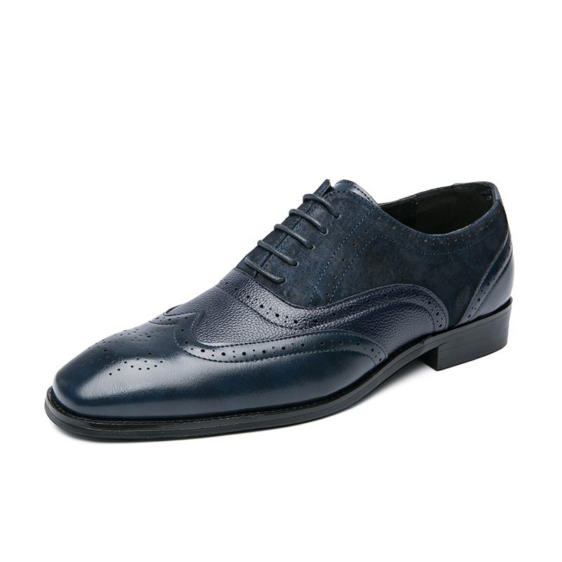 Mannen Plus Size Formele Jurk Puntige Neus Geklede Schoenen Retro Zakelijke Carrière Oxford Mode Splicing