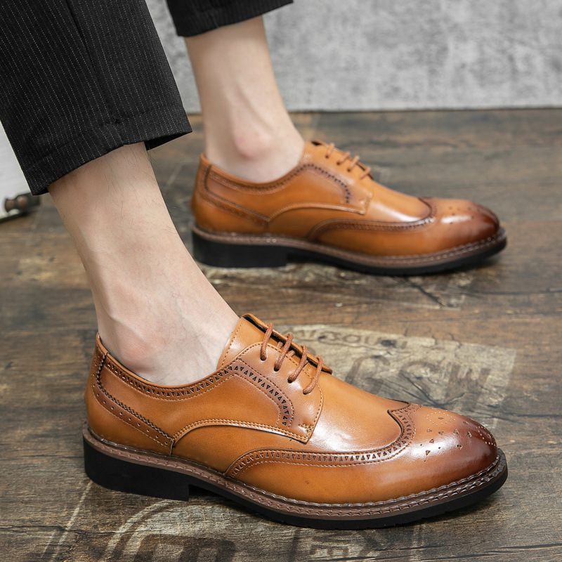 Nieuwe Heren Dress Schoenen 38-45 Size Business Casual Zachte Bodem Brogue Trouwschoenen