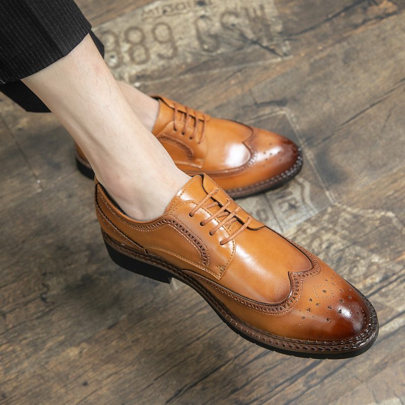 Nieuwe Heren Dress Schoenen 38-45 Size Business Casual Zachte Bodem Brogue Trouwschoenen