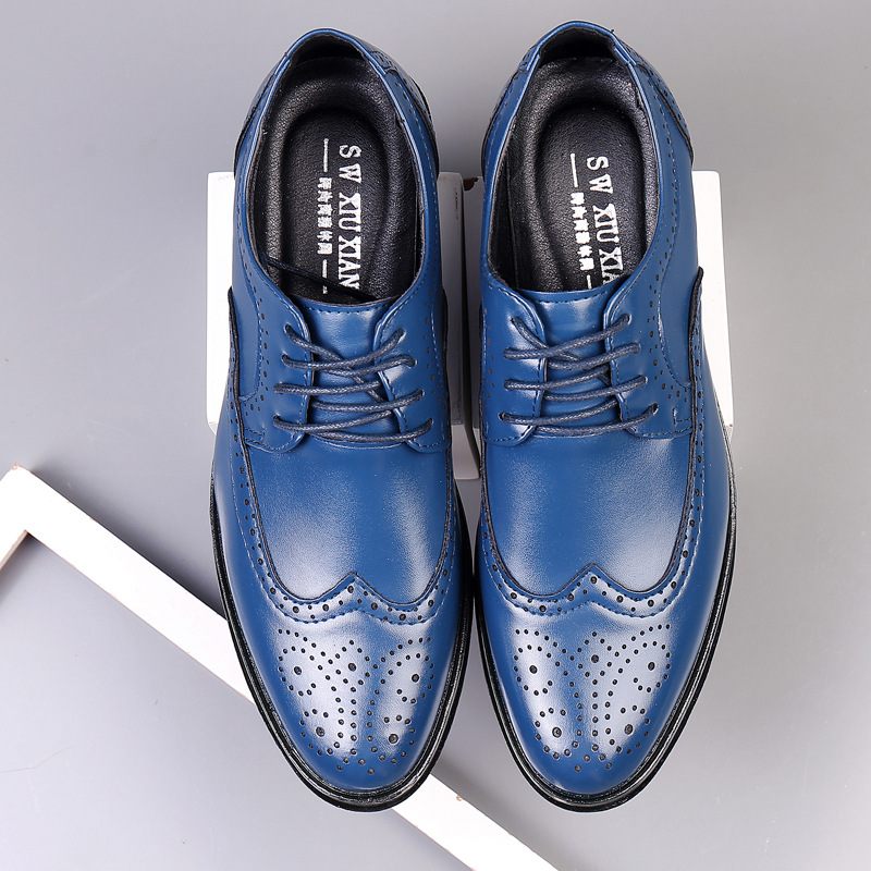 Nieuwe Lente Schoenen Heren Grote Maat Pak Brogue Jurk Kant Ademende Casual Herenschoenen