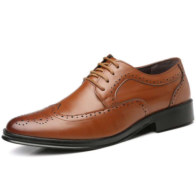 Nieuwe Lente Schoenen Heren Grote Maat Pak Brogue Jurk Kant Ademende Casual Herenschoenen