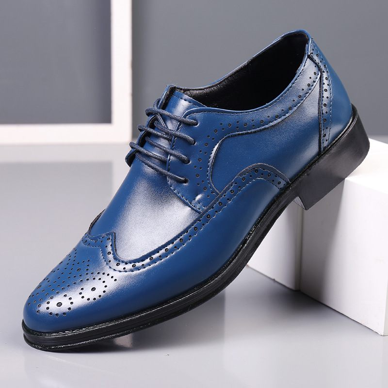 Nieuwe Lente Schoenen Heren Grote Maat Pak Brogue Jurk Kant Ademende Casual Herenschoenen