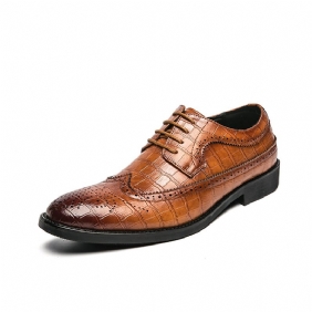 Nieuwe Mannen Plus Size Formele Kleding Schoenen Mode Retro Brogue Geruite Stiksels Lace Up Spitse Neus