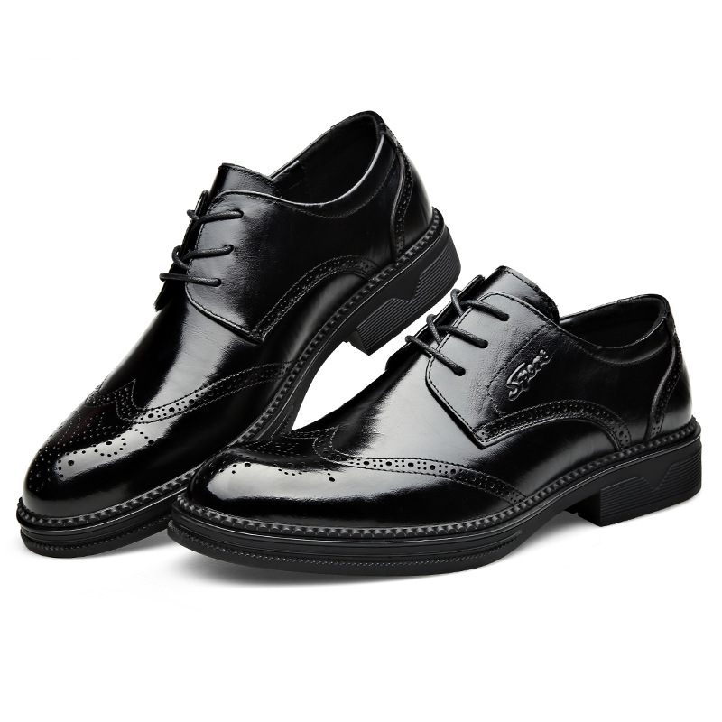 Nieuwe Stijl Koe Jurk Schoenen Heren Brogue Casual Herenschoenen Mode Veterschoenen Comfortabele Ademende Zakelijke Kleding