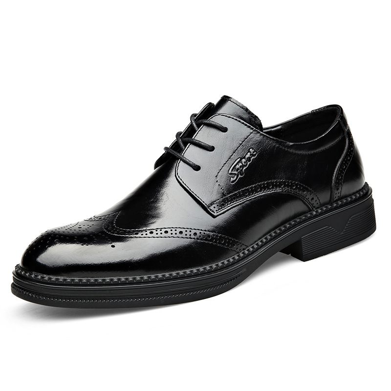 Nieuwe Stijl Koe Jurk Schoenen Heren Brogue Casual Herenschoenen Mode Veterschoenen Comfortabele Ademende Zakelijke Kleding