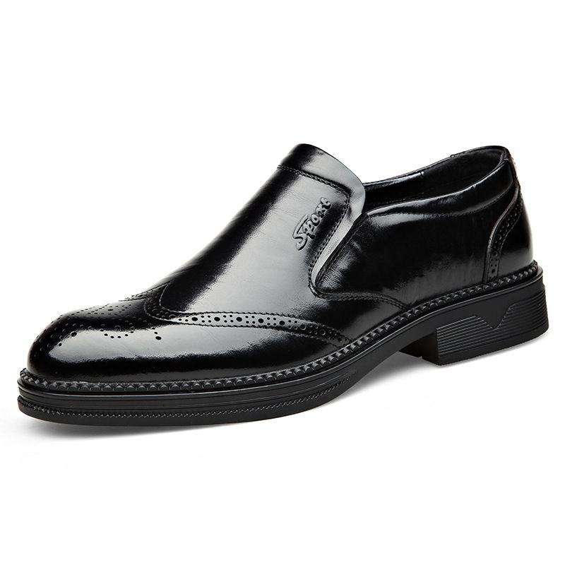 Nieuwe Stijl Koe Jurk Schoenen Heren Brogue Casual Herenschoenen Mode Veterschoenen Comfortabele Ademende Zakelijke Kleding