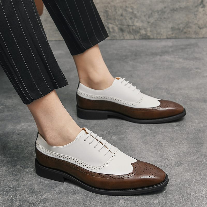 Spring Fashion Colour Block Oxford Dress Schoenen Brogue Formele Kleding Mannen Plus Size Room Lace Up Herenschoenen