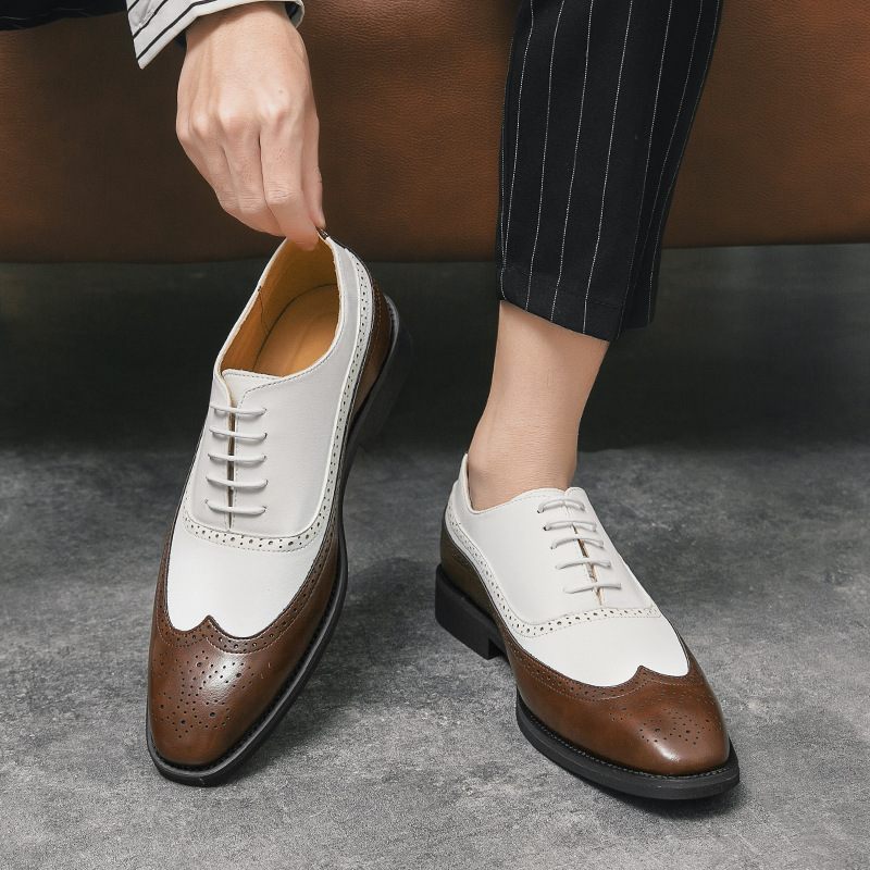 Spring Fashion Colour Block Oxford Dress Schoenen Brogue Formele Kleding Mannen Plus Size Room Lace Up Herenschoenen