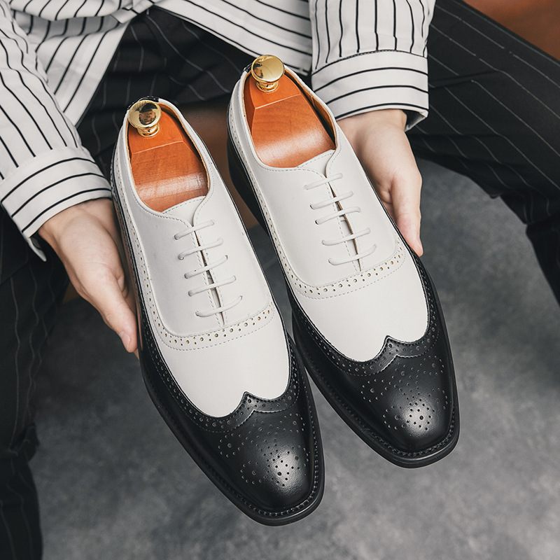 Spring Fashion Colour Block Oxford Dress Schoenen Brogue Formele Kleding Mannen Plus Size Room Lace Up Herenschoenen