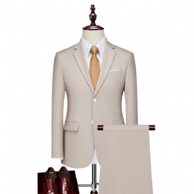 2024 Herenkostuum Business Casual Effen Kleur Tweedelige Set