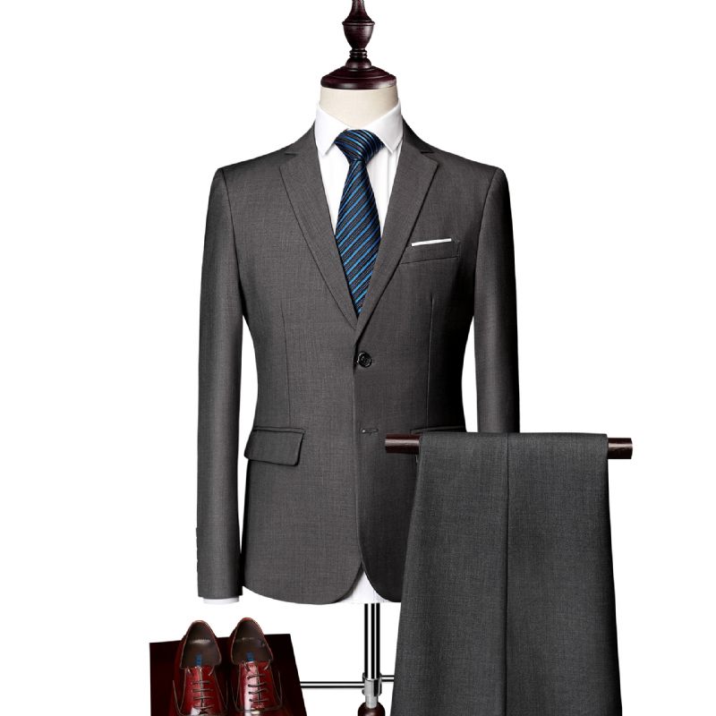 2024 Herenkostuum Business Casual Effen Kleur Tweedelige Set