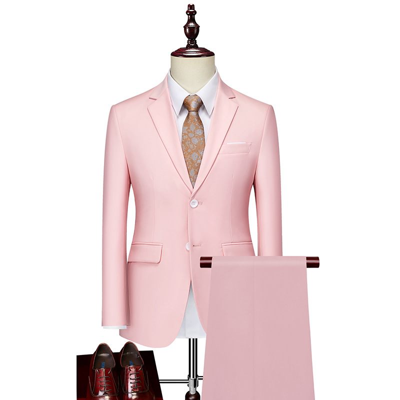 2024 Herenkostuum Business Casual Effen Kleur Tweedelige Set