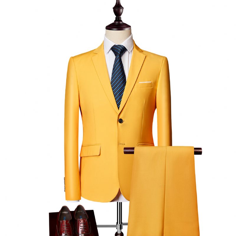 2024 Herenkostuum Business Casual Effen Kleur Tweedelige Set