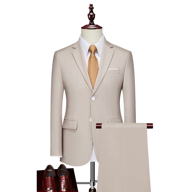 2024 Herenkostuum Business Casual Effen Kleur Tweedelige Set