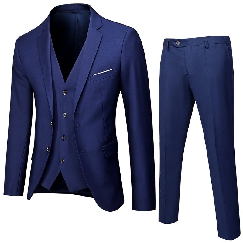 Double Breasted Pak Mannen Slim Fit Huwelijk Business Casual