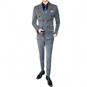 Driedelig Herenpak Slim Fit Professionele Jurk Getuige Bruidegom Trouwjurk Dubbele Rij Knopen