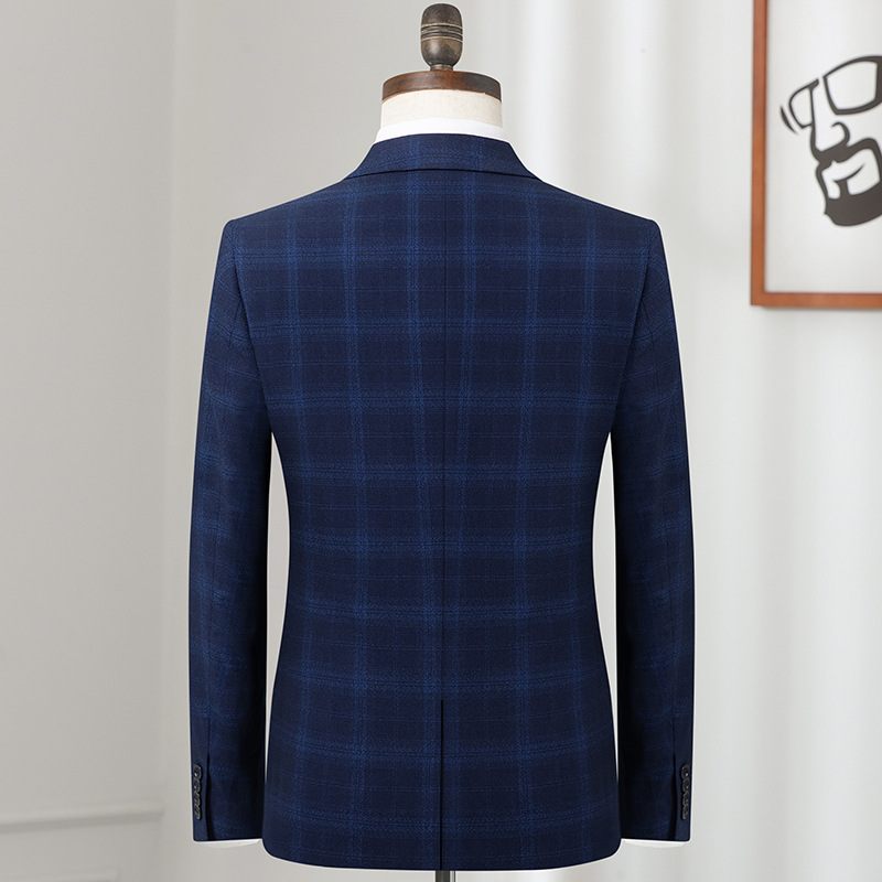 Heren Driedelig Pak Pak Casual Zakelijke Formele Jurk Slanke Trouwjurk Plaid