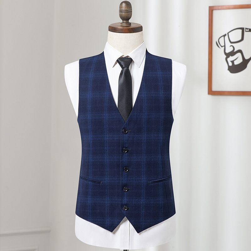 Heren Driedelig Pak Pak Casual Zakelijke Formele Jurk Slanke Trouwjurk Plaid