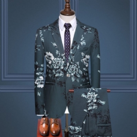 Herenkostuum Casual Floral Business Host Wedding Suit