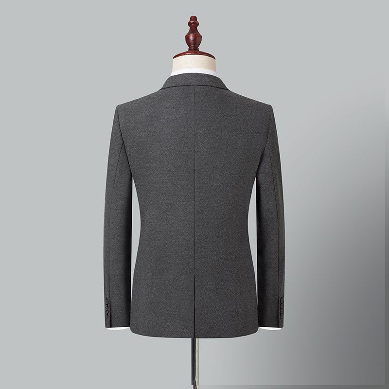 Herenkostuum Tweedelig Grijs Geborduurd Geborsteld Slim Fit Elegante Mode