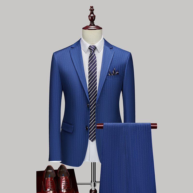 Suits Casual Heren Trend Tweedelige Jurk Mode Strepen