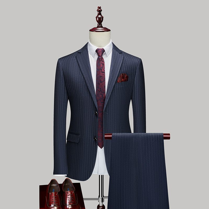 Suits Casual Heren Trend Tweedelige Jurk Mode Strepen