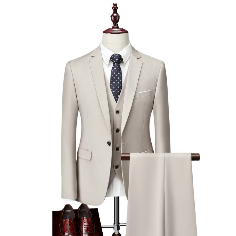 Suits Heren Business Casual Jurk Met Één Knop Driedelig