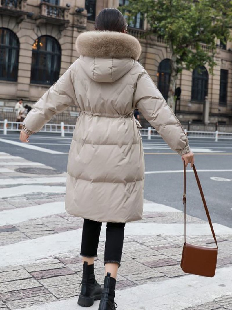 Donsjack Voor Dames Halflange Bontkraag Losse Slanke Modejas