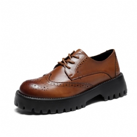 2024 Nieuwe Geklede Schoenen Dikke Bodem Brogue Lederen Platte Retro Damesschoenen