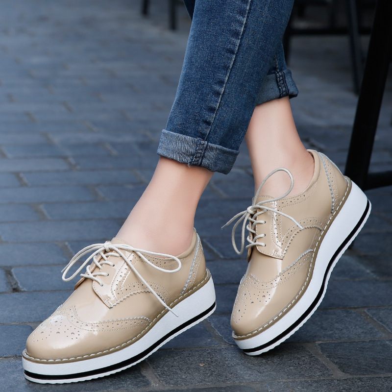 Brogue Schoenen Dames Plateauzolen Dikke Zolen Nieuwe Damesschoenen Herfst Veterschoenen Casual Platte