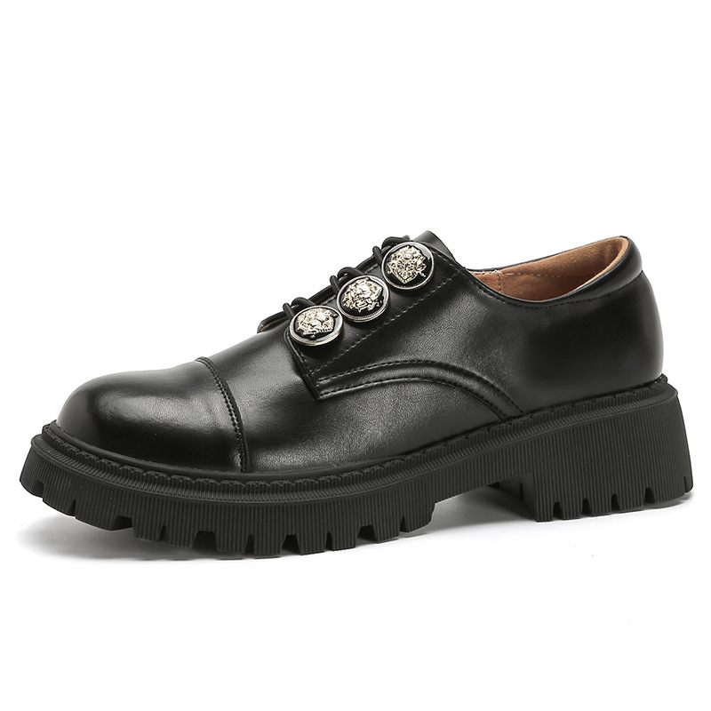 Dikke Zolen Gesneden Retro Instappers Loafers 2024 Nieuwe Platte Schoenen Vrouwen Zacht Leer Brogue Jurk