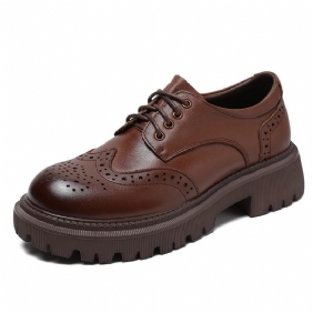 Geklede Schoenen Dames Lente En Herfst Dikke Zolen Veterschoenen Brogue Oxford Leren Damesschoenen Retro Platte