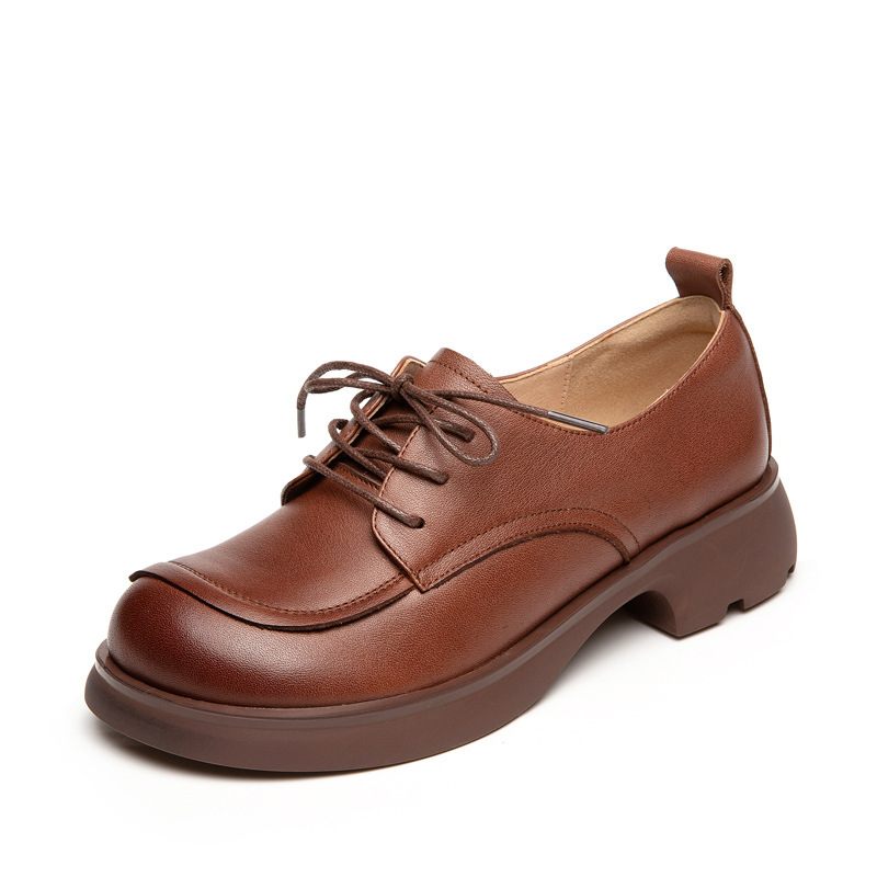 Koeienhuid Loafers Dames 2024 Lente Nieuwe Zachte Zolen Lederen Brogue Schoenen Geklede Platte