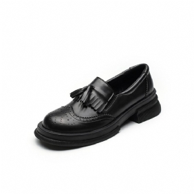 Loafers Retro Ondiepe Mond Brogue Schoenen Geklede Dames 2024 Nieuwe Kwastje Boog Zachte Bodem Platte