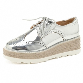 Mode Brogues Gegraveerde Kledingschoenen Lace-up Platform Platformschoenen Wig Flats Vrijetijdsschoenen