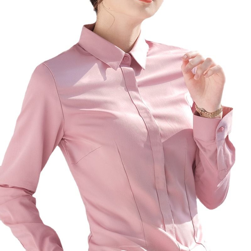 Blauw Shirt Dames Formele Top Werkkleding Met Lange Mouwen