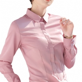 Blauw Shirt Dames Formele Top Werkkleding Met Lange Mouwen