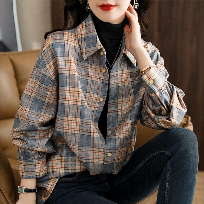 Check Shirt Dames Casual Tops Jas Lange Mouwen