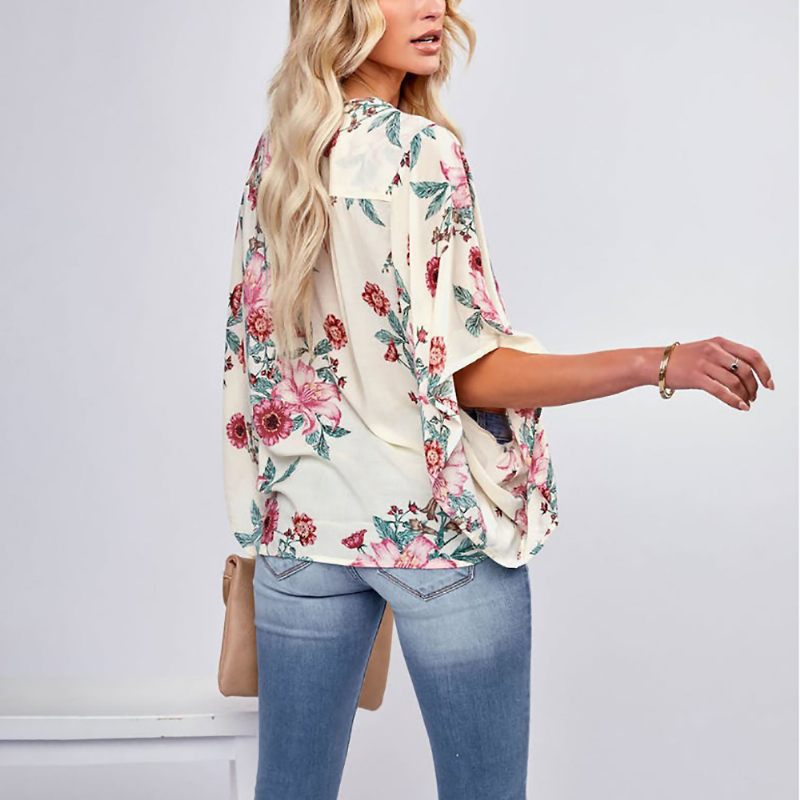 Dames Shirt Bedrukt Vest Dolman Mouwen Casual Los