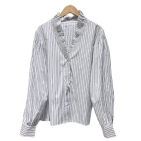 Dames Shirt Mode Ruffle V-hals Pofmouwen