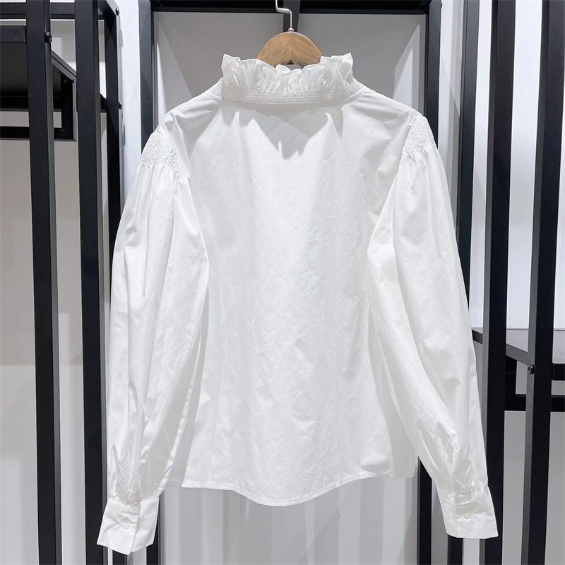 Dames Shirt Mode Ruffle V-hals Pofmouwen