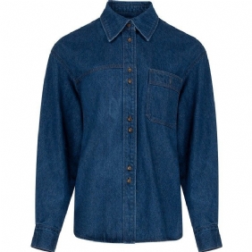 Damesshirt Art Retro Classic Denim Met Lange Mouwen